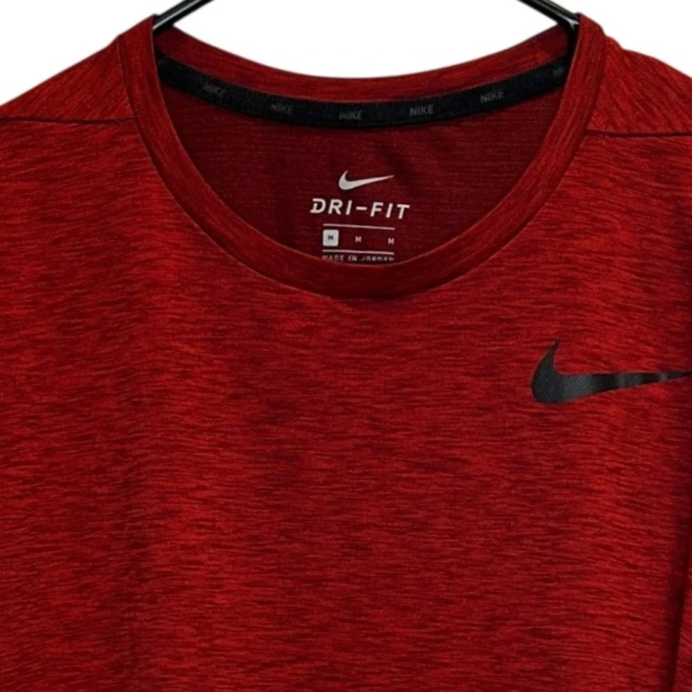 Nike Dri-FIT T-Shirt Medium Mens Red Heathered Short Sleeve Swoosh Logo Training